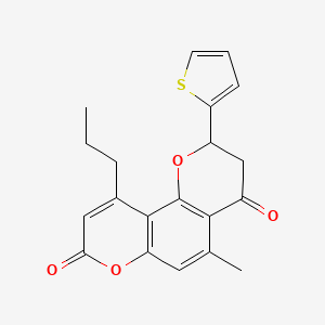 molecular formula C20H18O4S B11290223 5-methyl-10-propyl-2-(2-thienyl)-2,3-dihydro-4H,8H-pyrano[2,3-f]chromene-4,8-dione 