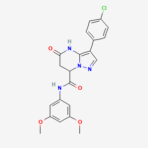 molecular formula C21H19ClN4O4 B11290261 3-(4-chlorophenyl)-N-(3,5-dimethoxyphenyl)-5-hydroxy-6,7-dihydropyrazolo[1,5-a]pyrimidine-7-carboxamide 