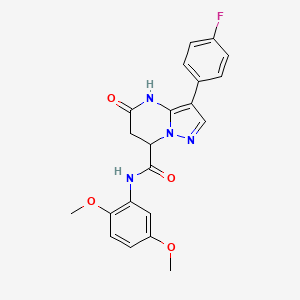 molecular formula C21H19FN4O4 B11290295 N-(2,5-dimethoxyphenyl)-3-(4-fluorophenyl)-5-oxo-4,5,6,7-tetrahydropyrazolo[1,5-a]pyrimidine-7-carboxamide 