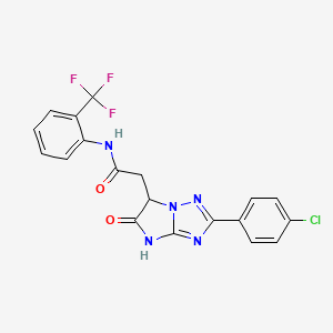 molecular formula C19H13ClF3N5O2 B11290300 2-[2-(4-chlorophenyl)-5-oxo-5,6-dihydro-4H-imidazo[1,2-b][1,2,4]triazol-6-yl]-N-[2-(trifluoromethyl)phenyl]acetamide 