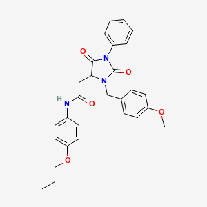 2-[3-(4-methoxybenzyl)-2,5-dioxo-1-phenylimidazolidin-4-yl]-N-(4-propoxyphenyl)acetamide