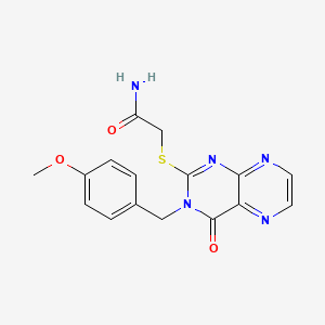 molecular formula C16H15N5O3S B11290400 2-({3-[(4-Methoxyphenyl)methyl]-4-oxo-3,4-dihydropteridin-2-yl}sulfanyl)acetamide 