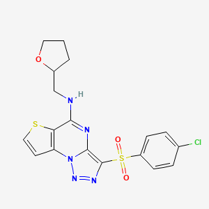 3-(4-chlorophenylsulfonyl)-N-((tetrahydrofuran-2-yl)methyl)thieno[2,3-e][1,2,3]triazolo[1,5-a]pyrimidin-5-amine