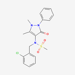 molecular formula C19H20ClN3O3S B11290435 N-(2-chlorobenzyl)-N-(1,5-dimethyl-3-oxo-2-phenyl-2,3-dihydro-1H-pyrazol-4-yl)methanesulfonamide 