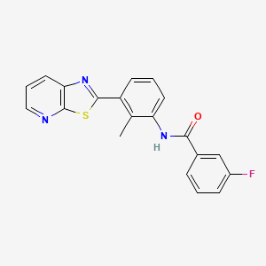 molecular formula C20H14FN3OS B11290524 3-Fluoro-N-(2-methyl-3-{[1,3]thiazolo[5,4-B]pyridin-2-YL}phenyl)benzamide 