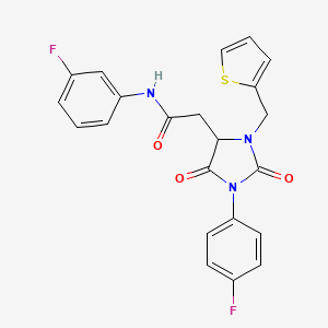 molecular formula C22H17F2N3O3S B11290550 N-(3-fluorophenyl)-2-[1-(4-fluorophenyl)-2,5-dioxo-3-(thiophen-2-ylmethyl)imidazolidin-4-yl]acetamide 