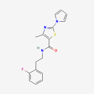 molecular formula C17H16FN3OS B11290564 N-[2-(2-fluorophenyl)ethyl]-4-methyl-2-(1H-pyrrol-1-yl)-1,3-thiazole-5-carboxamide 