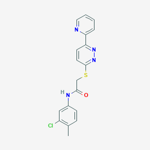 molecular formula C18H15ClN4OS B11290566 N-(3-Chloro-4-methylphenyl)-2-{[6-(pyridin-2-YL)pyridazin-3-YL]sulfanyl}acetamide 