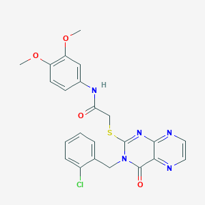 2-({3-[(2-chlorophenyl)methyl]-4-oxo-3,4-dihydropteridin-2-yl}sulfanyl)-N-(3,4-dimethoxyphenyl)acetamide