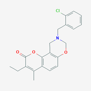 9-(2-chlorobenzyl)-3-ethyl-4-methyl-9,10-dihydro-2H,8H-chromeno[8,7-e][1,3]oxazin-2-one