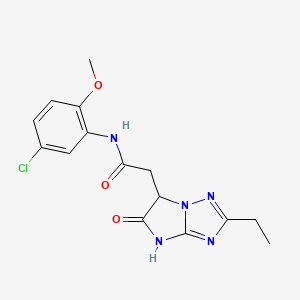 molecular formula C15H16ClN5O3 B11290623 N-(5-chloro-2-methoxyphenyl)-2-(2-ethyl-5-oxo-5,6-dihydro-4H-imidazo[1,2-b][1,2,4]triazol-6-yl)acetamide 