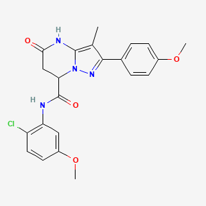 molecular formula C22H21ClN4O4 B11290638 N-(2-chloro-5-methoxyphenyl)-5-hydroxy-2-(4-methoxyphenyl)-3-methyl-6,7-dihydropyrazolo[1,5-a]pyrimidine-7-carboxamide 