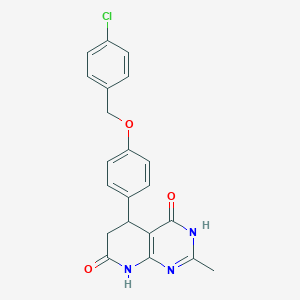 molecular formula C21H18ClN3O3 B11290641 5-{4-[(4-chlorobenzyl)oxy]phenyl}-4-hydroxy-2-methyl-5,8-dihydropyrido[2,3-d]pyrimidin-7(6H)-one 