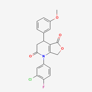 molecular formula C20H15ClFNO4 B11290655 1-(3-chloro-4-fluorophenyl)-4-(3-methoxyphenyl)-4,7-dihydrofuro[3,4-b]pyridine-2,5(1H,3H)-dione 