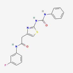 N-(3-fluorophenyl)-2-(2-(3-phenylureido)thiazol-4-yl)acetamide