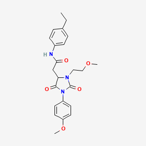 molecular formula C23H27N3O5 B11290688 N-(4-ethylphenyl)-2-[3-(2-methoxyethyl)-1-(4-methoxyphenyl)-2,5-dioxoimidazolidin-4-yl]acetamide 