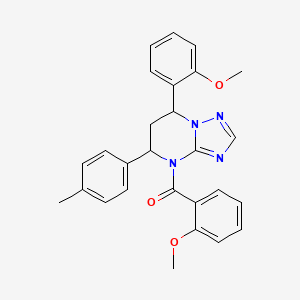 molecular formula C27H26N4O3 B11290711 (2-methoxyphenyl)[7-(2-methoxyphenyl)-5-(4-methylphenyl)-6,7-dihydro[1,2,4]triazolo[1,5-a]pyrimidin-4(5H)-yl]methanone 