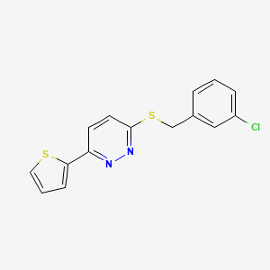 molecular formula C15H11ClN2S2 B11290714 3-((3-Chlorobenzyl)thio)-6-(thiophen-2-yl)pyridazine 