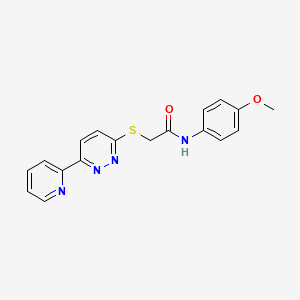 molecular formula C18H16N4O2S B11290727 N-(4-methoxyphenyl)-2-((6-(pyridin-2-yl)pyridazin-3-yl)thio)acetamide 