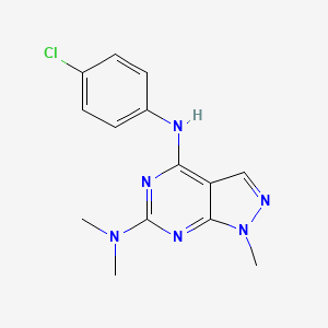 molecular formula C14H15ClN6 B11290743 N~4~-(4-chlorophenyl)-N~6~,N~6~,1-trimethyl-1H-pyrazolo[3,4-d]pyrimidine-4,6-diamine 