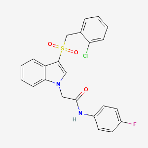 molecular formula C23H18ClFN2O3S B11290758 2-(3-((2-chlorobenzyl)sulfonyl)-1H-indol-1-yl)-N-(4-fluorophenyl)acetamide 