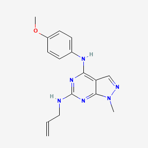 molecular formula C16H18N6O B11290766 N~4~-(4-methoxyphenyl)-1-methyl-N~6~-(prop-2-en-1-yl)-1H-pyrazolo[3,4-d]pyrimidine-4,6-diamine 