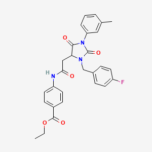 Ethyl 4-({[3-(4-fluorobenzyl)-1-(3-methylphenyl)-2,5-dioxoimidazolidin-4-yl]acetyl}amino)benzoate