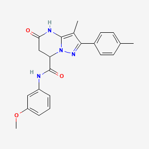 molecular formula C22H22N4O3 B11290788 5-hydroxy-N-(3-methoxyphenyl)-3-methyl-2-(4-methylphenyl)-6,7-dihydropyrazolo[1,5-a]pyrimidine-7-carboxamide 