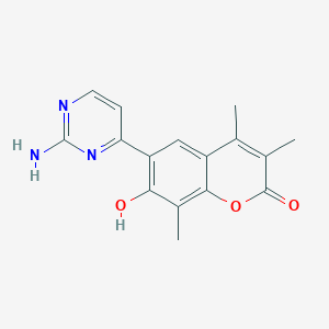 6-(2-aminopyrimidin-4-yl)-7-hydroxy-3,4,8-trimethyl-2H-chromen-2-one