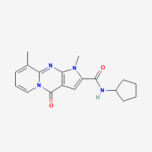 molecular formula C18H20N4O2 B11290855 N-cyclopentyl-1,9-dimethyl-4-oxo-1,4-dihydropyrido[1,2-a]pyrrolo[2,3-d]pyrimidine-2-carboxamide 