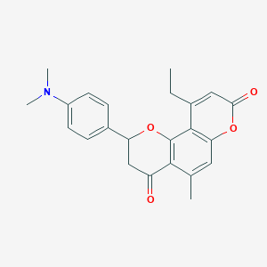 2-[4-(dimethylamino)phenyl]-10-ethyl-5-methyl-2,3-dihydro-4H,8H-pyrano[2,3-f]chromene-4,8-dione