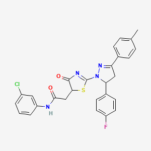 N-(3-chlorophenyl)-2-{2-[5-(4-fluorophenyl)-3-(4-methylphenyl)-4,5-dihydro-1H-pyrazol-1-yl]-4-oxo-4,5-dihydro-1,3-thiazol-5-yl}acetamide