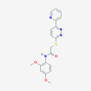 molecular formula C19H18N4O3S B11290938 N-(2,4-Dimethoxyphenyl)-2-{[6-(pyridin-2-YL)pyridazin-3-YL]sulfanyl}acetamide 