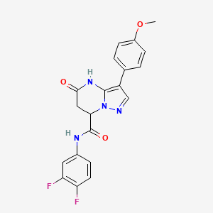 molecular formula C20H16F2N4O3 B11290966 N-(3,4-difluorophenyl)-5-hydroxy-3-(4-methoxyphenyl)-6,7-dihydropyrazolo[1,5-a]pyrimidine-7-carboxamide 