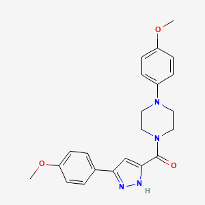 molecular formula C22H24N4O3 B11290981 1-(4-Methoxyphenyl)-4-[3-(4-methoxyphenyl)-1H-pyrazole-5-carbonyl]piperazine 