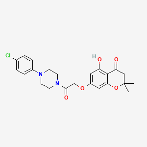 molecular formula C23H25ClN2O5 B11290987 7-{2-[4-(4-chlorophenyl)piperazin-1-yl]-2-oxoethoxy}-5-hydroxy-2,2-dimethyl-2,3-dihydro-4H-chromen-4-one 