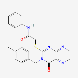 2-({3-[(4-methylphenyl)methyl]-4-oxo-3,4-dihydropteridin-2-yl}sulfanyl)-N-phenylacetamide