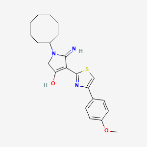 molecular formula C22H27N3O2S B11291040 5-amino-1-cyclooctyl-4-[4-(4-methoxyphenyl)-1,3-thiazol-2-yl]-1,2-dihydro-3H-pyrrol-3-one 