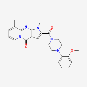 molecular formula C24H25N5O3 B11291064 2-{[4-(2-Methoxyphenyl)piperazino]carbonyl}-1,9-dimethylpyrido[1,2-A]pyrrolo[2,3-D]pyrimidin-4(1H)-one 