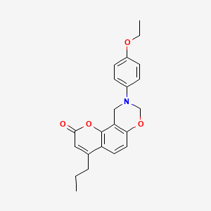 molecular formula C22H23NO4 B11291065 9-(4-ethoxyphenyl)-4-propyl-9,10-dihydro-2H,8H-chromeno[8,7-e][1,3]oxazin-2-one 