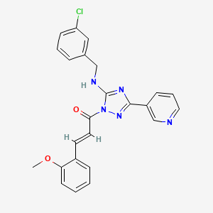 molecular formula C24H20ClN5O2 B11291087 (2E)-1-{5-[(3-chlorobenzyl)amino]-3-(pyridin-3-yl)-1H-1,2,4-triazol-1-yl}-3-(2-methoxyphenyl)prop-2-en-1-one 