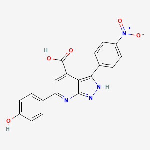 molecular formula C19H12N4O5 B11291092 6-(4-Hydroxyphenyl)-3-(4-nitrophenyl)-2H-pyrazolo[3,4-B]pyridine-4-carboxylic acid 