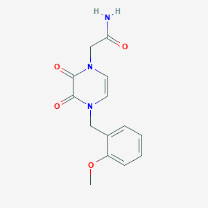 molecular formula C14H15N3O4 B11291106 2-{4-[(2-Methoxyphenyl)methyl]-2,3-dioxo-1,2,3,4-tetrahydropyrazin-1-yl}acetamide 