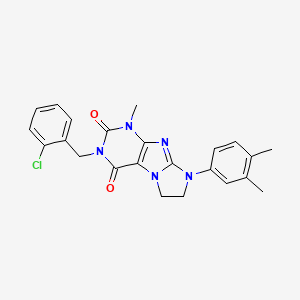 molecular formula C23H22ClN5O2 B11291112 2-[(2-Chlorophenyl)methyl]-6-(3,4-dimethylphenyl)-4-methyl-7,8-dihydropurino[7,8-a]imidazole-1,3-dione 