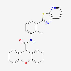 molecular formula C27H19N3O2S B11291179 N-(2-methyl-3-(thiazolo[5,4-b]pyridin-2-yl)phenyl)-9H-xanthene-9-carboxamide 