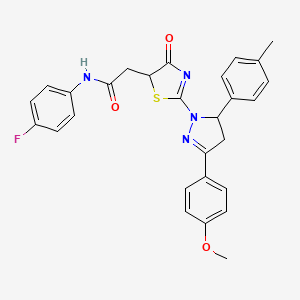 N-(4-fluorophenyl)-2-{2-[3-(4-methoxyphenyl)-5-(4-methylphenyl)-4,5-dihydro-1H-pyrazol-1-yl]-4-oxo-4,5-dihydro-1,3-thiazol-5-yl}acetamide