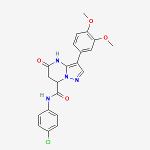 molecular formula C21H19ClN4O4 B11291181 N-(4-chlorophenyl)-3-(3,4-dimethoxyphenyl)-5-hydroxy-6,7-dihydropyrazolo[1,5-a]pyrimidine-7-carboxamide 