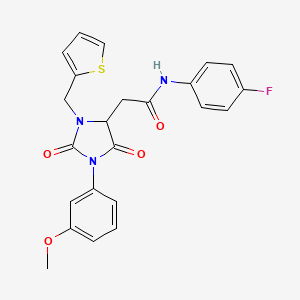 N-(4-fluorophenyl)-2-[1-(3-methoxyphenyl)-2,5-dioxo-3-(thiophen-2-ylmethyl)imidazolidin-4-yl]acetamide