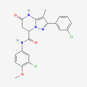 N-(3-chloro-4-methoxyphenyl)-2-(3-chlorophenyl)-5-hydroxy-3-methyl-6,7-dihydropyrazolo[1,5-a]pyrimidine-7-carboxamide