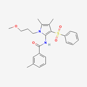 molecular formula C24H28N2O4S B11291205 N-[1-(3-methoxypropyl)-4,5-dimethyl-3-(phenylsulfonyl)-1H-pyrrol-2-yl]-3-methylbenzamide 